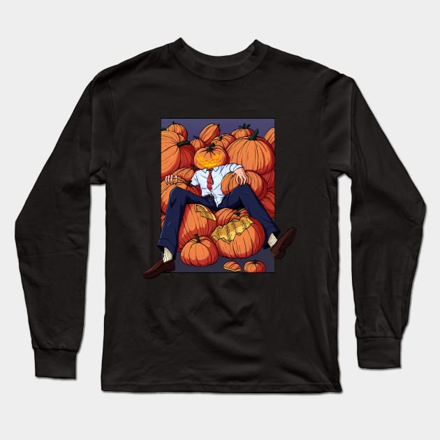 Pumpkin patch man Long Sleeve T-Shirt by Fazara